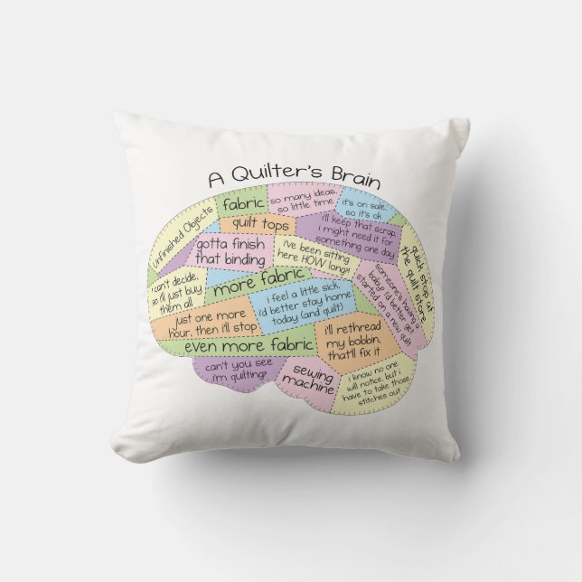 En Quilters Brain Pillow - Lustigt Quilting Gift Kudde (Framsida)