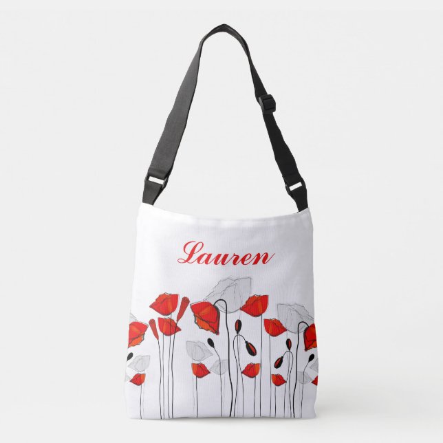 En rad över Red Poppies Crossbody Bag Axelväska (Framsida)