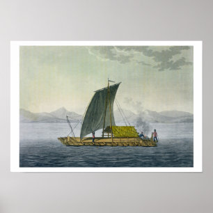 En raft som lämnar porten av Guayaquil, Ecuador, Poster