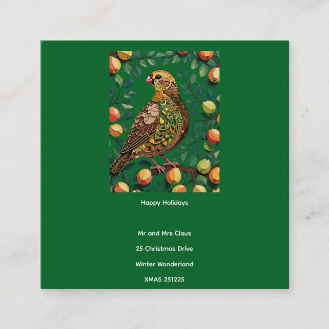 En Rapphöna I Ett Päronträd Utklippt i Schablon-St Tilläggskort (Framsida)