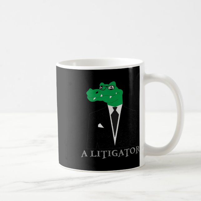 En rättsinstator i Kostym, en advokat som ger ut Kaffemugg (Höger)