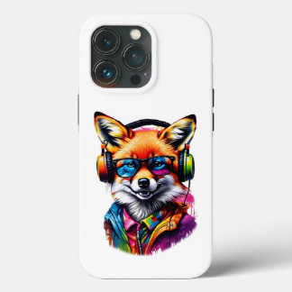 En räv i hörlurar och glasögon