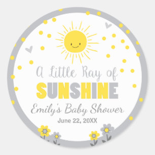 En Ray of Sunshine Baby Shower Kuvert Seal Summer Runt Klistermärke