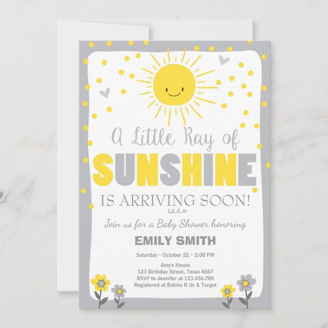 En Ray of Sunshine Baby Shower-Neutralt Inbjudningar (Framsida)