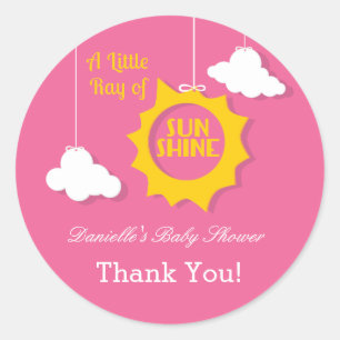 En Ray of Sunshine Baby Shower Sticker Runt Klistermärke