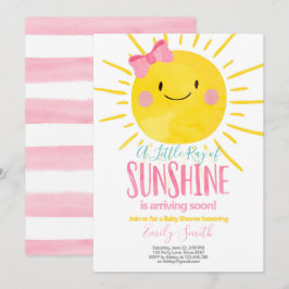 En Ray of Sunshine Little Girl Rosa Baby Shower Inbjudningar