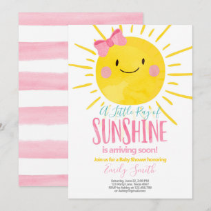 En Ray of Sunshine Little Girl Rosa Baby Shower Inbjudningar