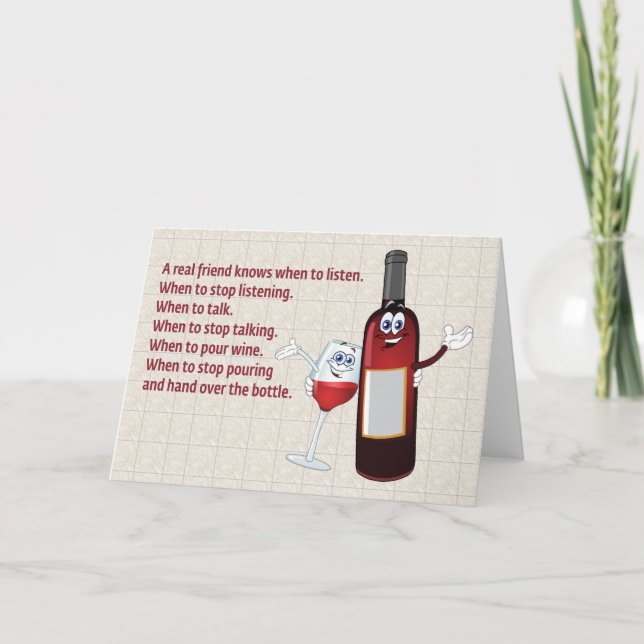 "EN REAL FRIEND VET NÄR MAN LYSSNAR" KORT (Framsida)