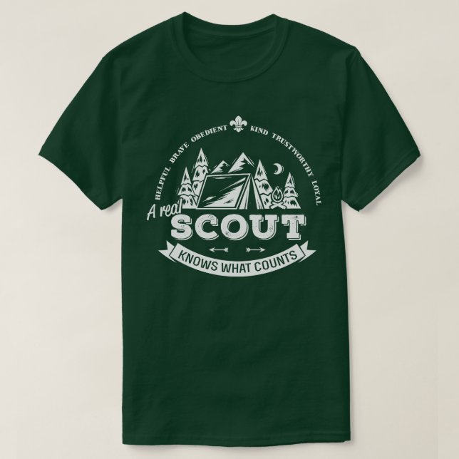 EN REAL SCOUT VET VAD SOM ANGER VITT T SHIRT (Design framsida)