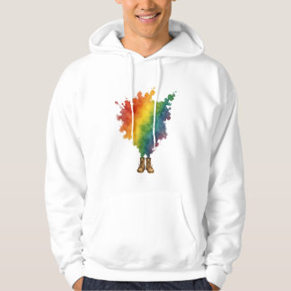 En regnbåge i beige stövlar hoodie