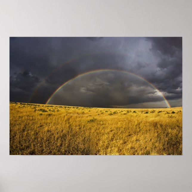 En regnbåge som framträder genom en dimmig eftermi poster (Framsidan)
