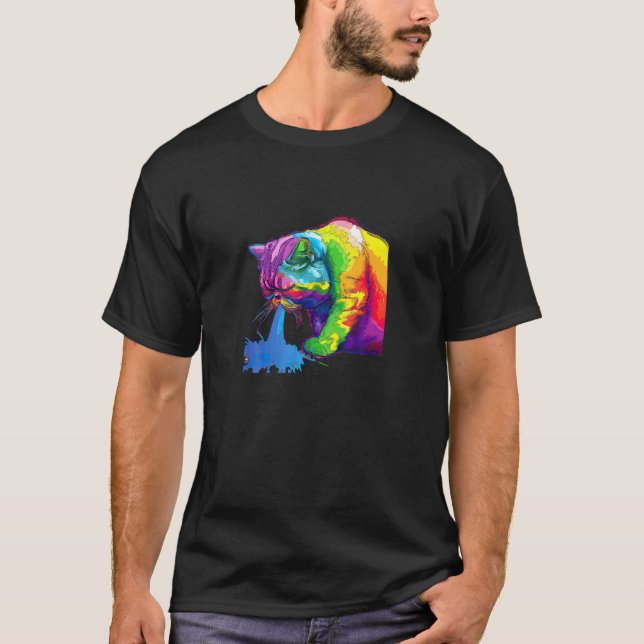 En regnbågspat knackar på t shirt (Framsida)