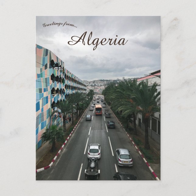 En regnig dag i Alger Algeriet Vykort (Framsida)