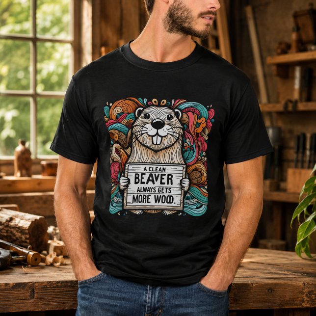 En Ren Bäver Får Alltid Mer Trä T Shirt (A Clean Beaver Always Gets More Wood T-Shirt)