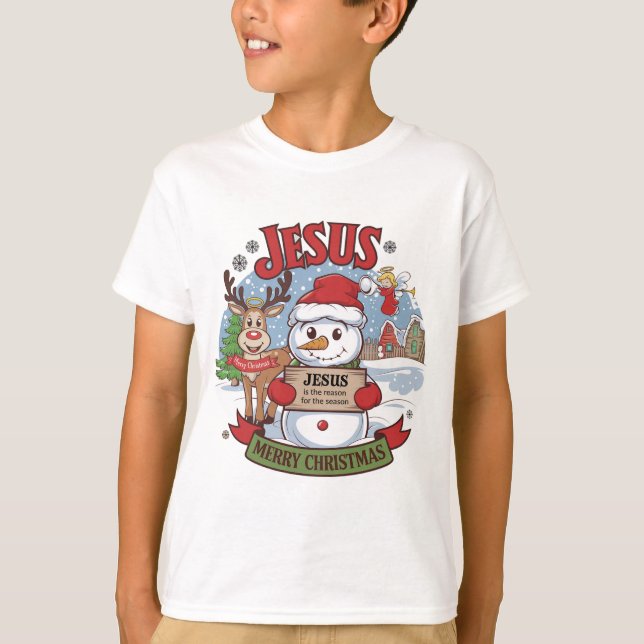 En renar med halojultema t shirt (Framsida)