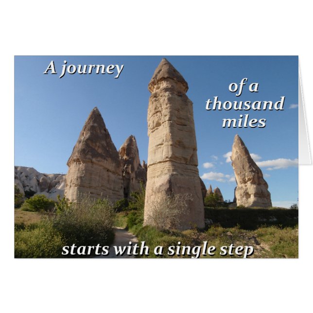 En resa börjar med ett enda steg. hälsningskort (Framsidan Horizontal)