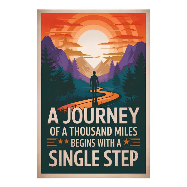 En resa om tusen mil börjar med en enda resa fototryck (Framsidan)