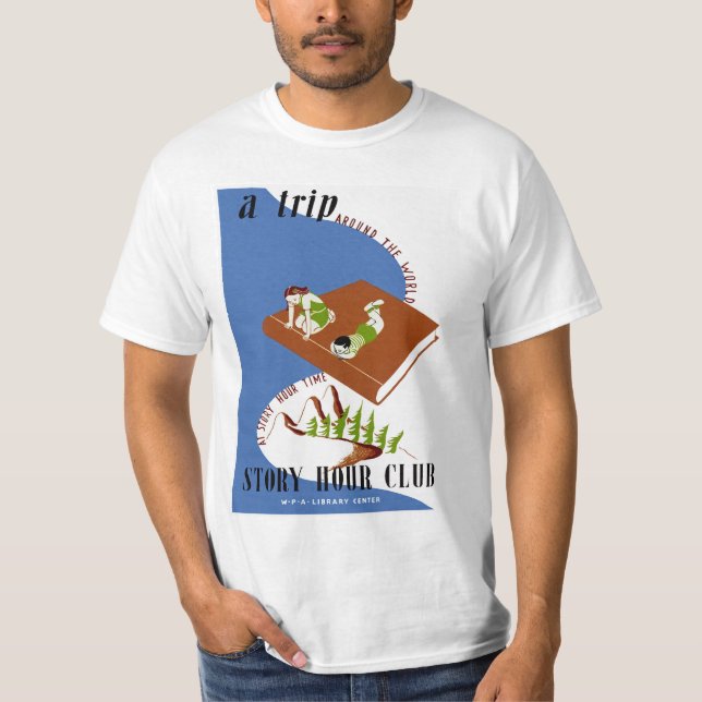 En resa runt världen på saga timme tee shirt (Framsida)