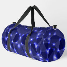 En resväska med en blå geometrisk design
