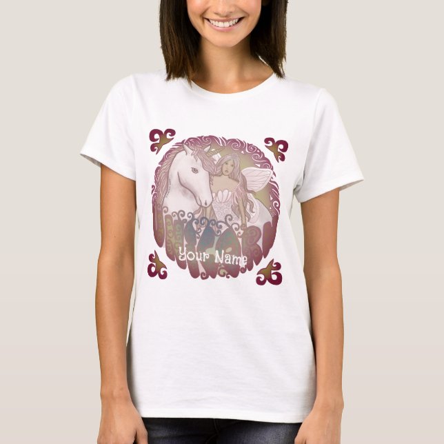 En retro-fe- och enhörning-t-shirt t shirt (Framsida)