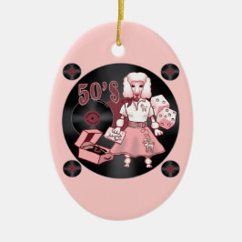 En Retro Rosa Pudel Julgransprydnad Keramik