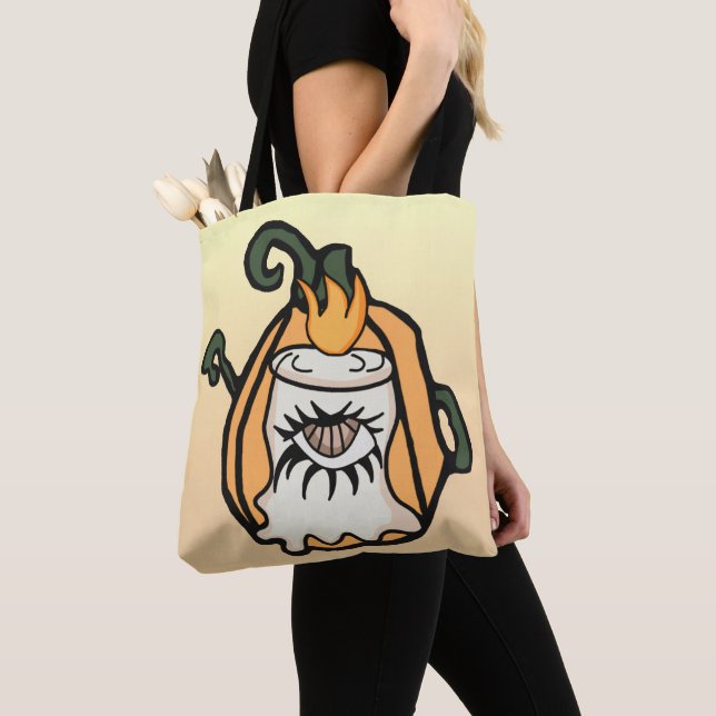 En Retro Woods Pumpkin's Spooky Öga Tygkasse (Närbild)