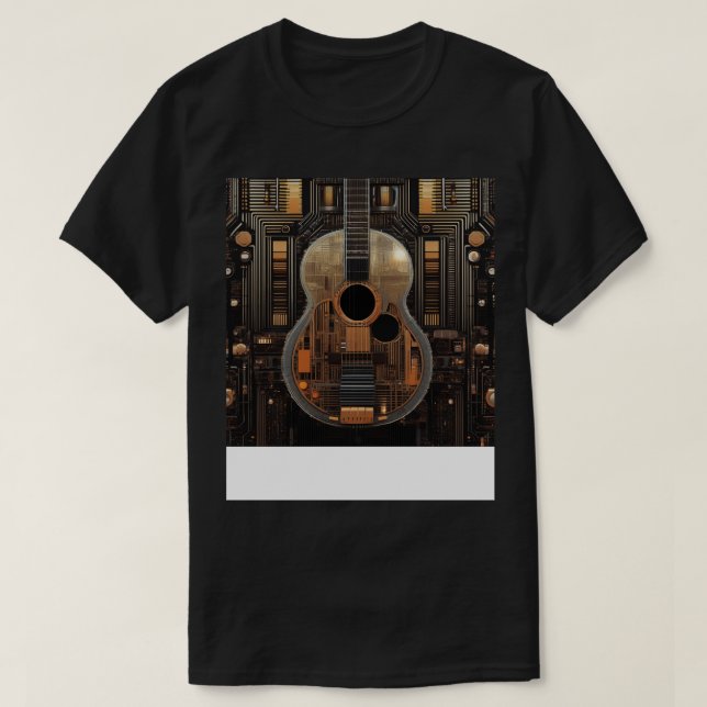 En RetroFuturist-Tittar akustiskt gitarr T Shirt (Design framsida)