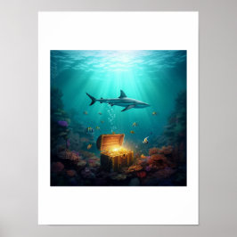 En revhaj som vaktar en skatt poster