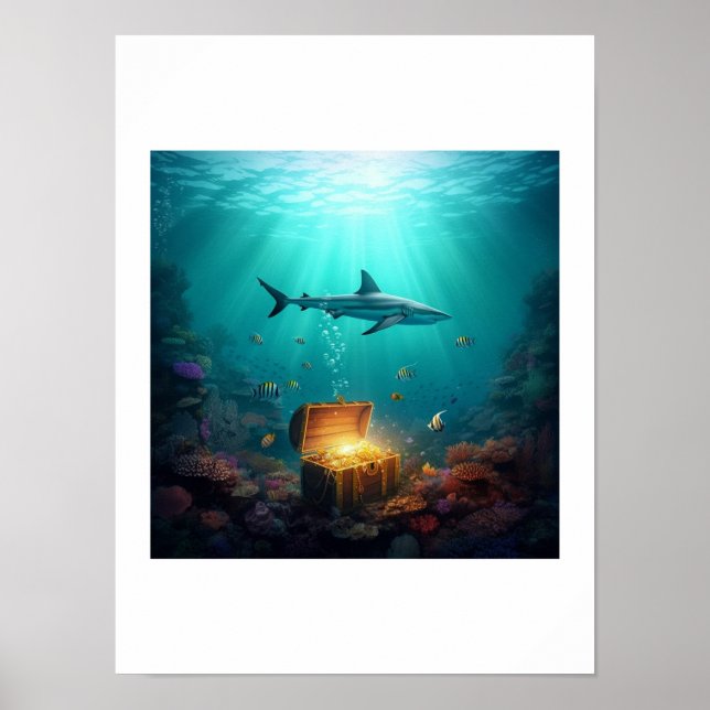 En revhaj som vaktar en skatt poster (Framsidan)