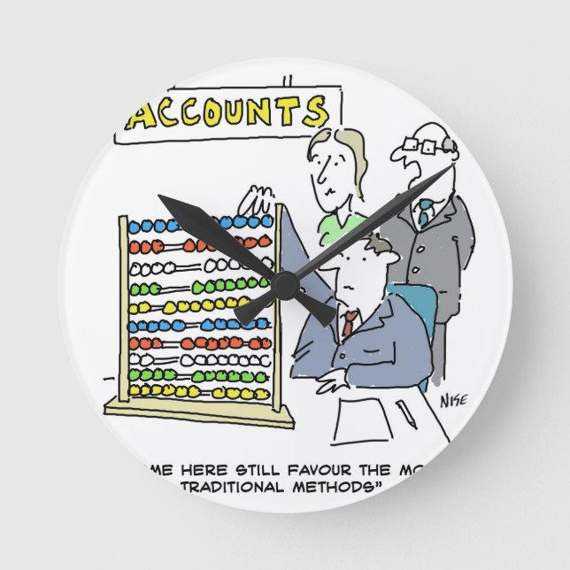 En revisor som använder en abacus på arbetet fyrkantig klocka (Framsida)