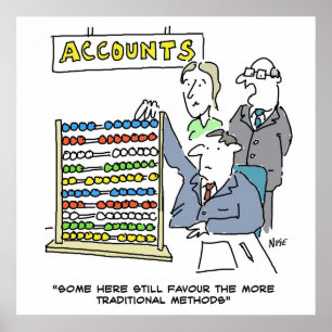 En revisor som använder en abacus på arbetet poster