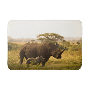 En Rhino med hennes baby Badrumsmatta