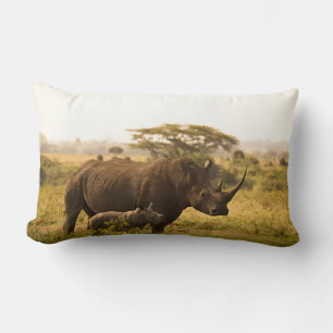 En Rhino med hennes baby Lumbarkudde