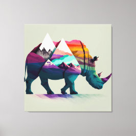 En Rhino Wall Art-konst blandad med Natur. Canvastryck