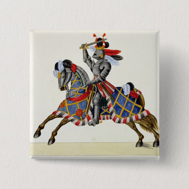 En riddare på en turnering, pläterar från 'en knapp (Framsida)