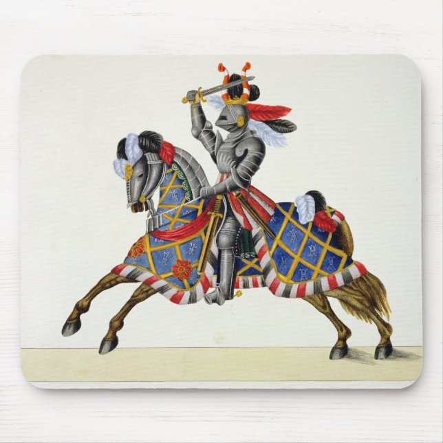 En riddare på en turnering, pläterar från 'en musmatta (Framsidan)