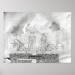 En riddare på ett slagfält poster