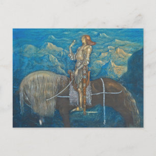 En Riddare Red BilJohn Bauer Vykort