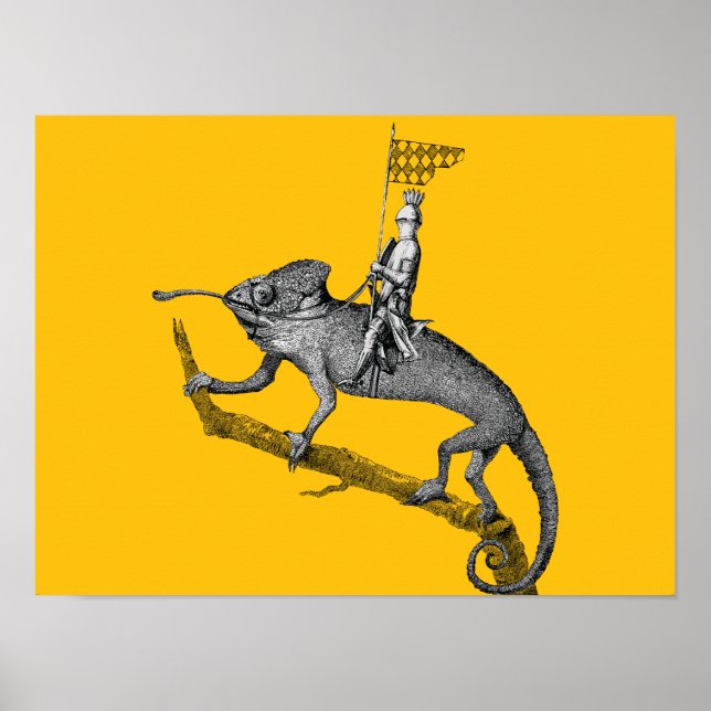En riddare som rider på en kameleont poster (Framsidan)
