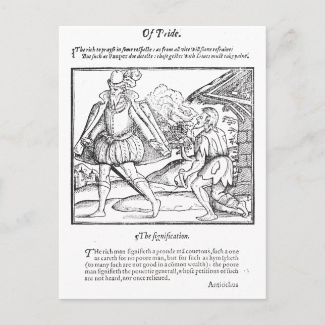 En Rik Man snurrar en grodd Beggar Vykort (Framsida)