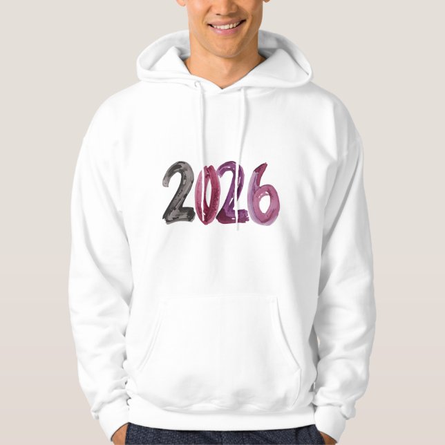 En rikligt målad 2026-illustration hoodie (Framsida)