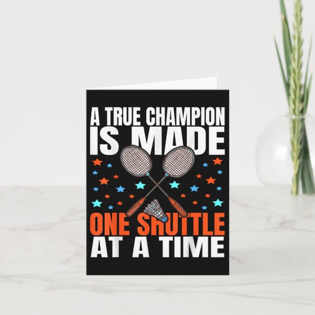 En riktig mästare är ett skyttle Badminton-spel Kort (Framsida)