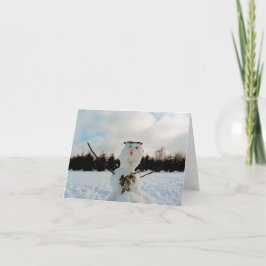 En riktig Snögubbe och ett vinterlandskapslandfoto Kort