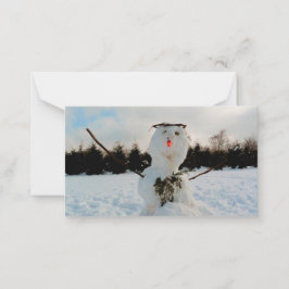 En riktig snöman & ett vinterlandskapsfoto  anteckningskort
