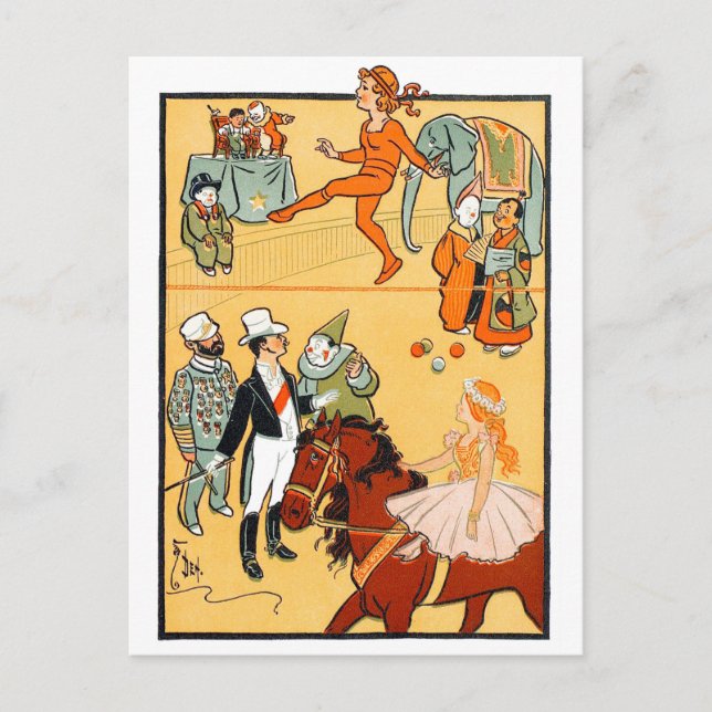 En Ring Circus: Ringmaster & Crew Vykort (Framsida)