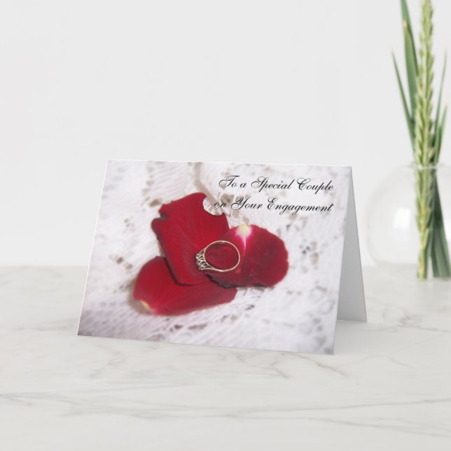 En ring för förlovningkortdiamant och rosa Petals Kort (Framsida)