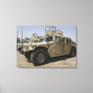 En ro av humvees från specialgruppmilitären Poli Canvastryck