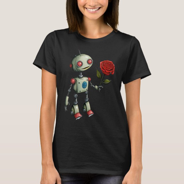 En Ro-blomma som ger ut en godhjärtad robot T Shirt (Framsida)