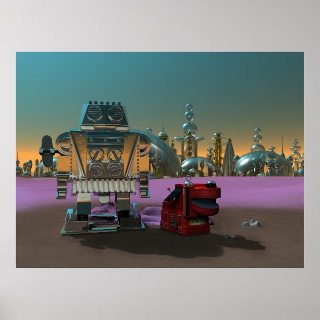 En Robot och hans Hund Print Poster (Framsidan)