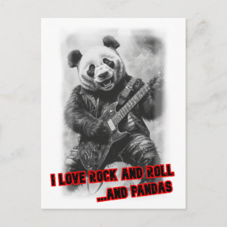 En Rocker Panda spelar Elgitarr på en Helg Vykort